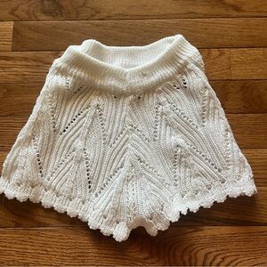 White Knit Crochet Beach Shorts
